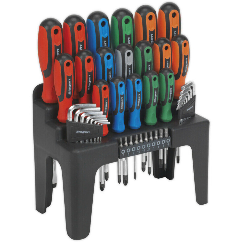 Loops 44 Pack - Large Screwdriver Hex Key & Bit Set - Colour Coded & Storage Stand