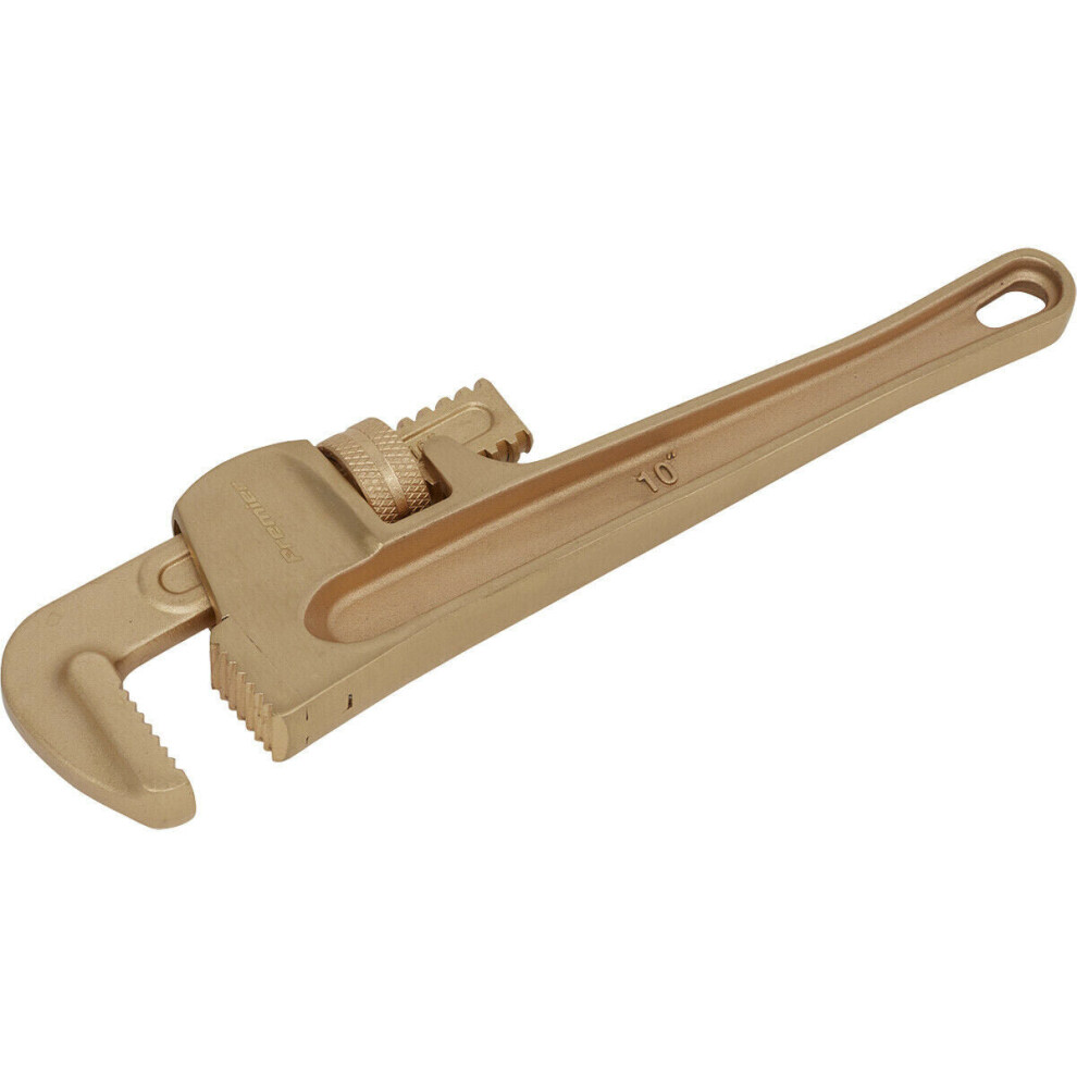 250Mm Non-Sparking Adjustable Pipe Wrench - 45Mm Jaw Capacity - Beryllium Copper 5056524291511