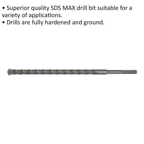 Loops 28 x 570mm SDS Max Drill Bit - Fully Hardened & Ground - Masonry Drilling 1