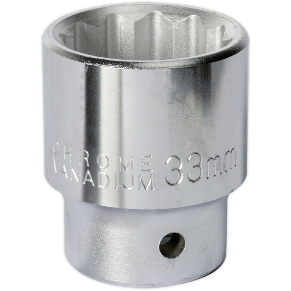 33mm Forged Steel Drive Socket - 3/4" Square Drive - Chrome Vanadium Socket