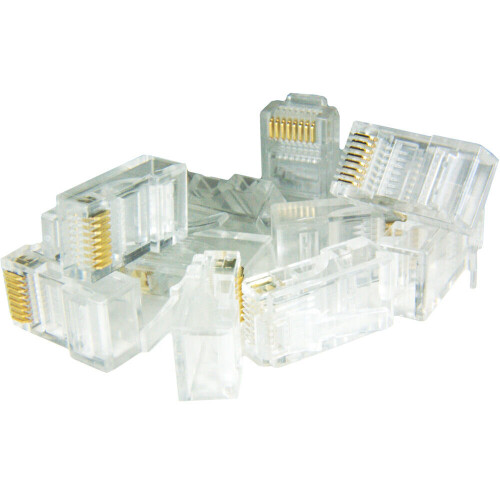 100x RJ45 CAT5e Cable Crimp Connectors Jack Plugs 8P8C Network Ethernet ...