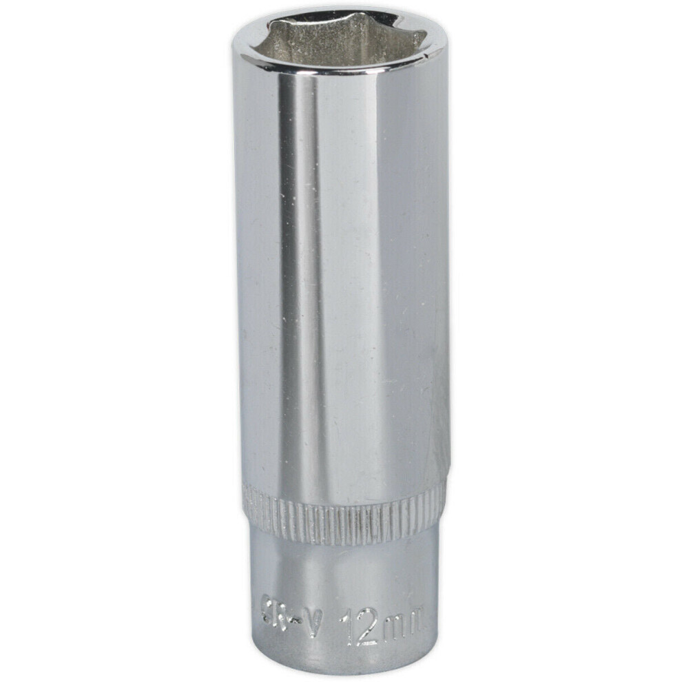 12Mm Forged Steel Deep Drive Socket - 1/4" Square Drive Polished Chrome Vanadium 5056581923004