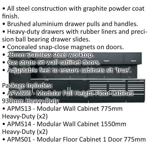 Loops 5.6m Modular Garage Storage System - Steel Construction - Workshop Cabinets 1
