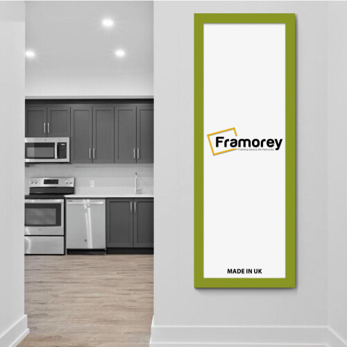 (100x40CM) Panoramic Size Lime Green Picture Frame Wall Art Frames Flat Wooden Effect Poster Frame 1