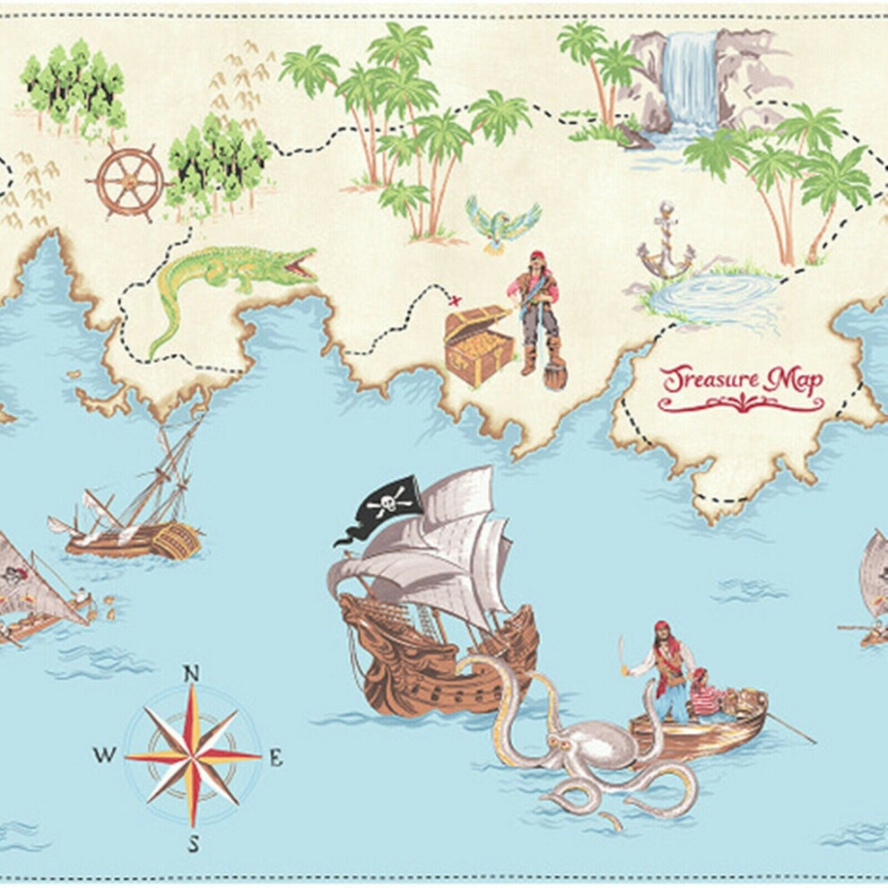 Arthouse Pirates Ahoy Boat Ship Multi Kids Nature Wallpaper Border 5050192696333