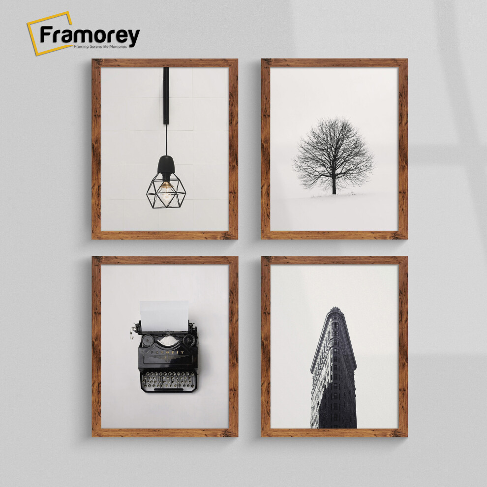 Framorey (120X80 Cm) Rustic Oak Picture Frame / Wall Art Frames / Flat Wooden Effect Poster Frame / Photo Print Frame