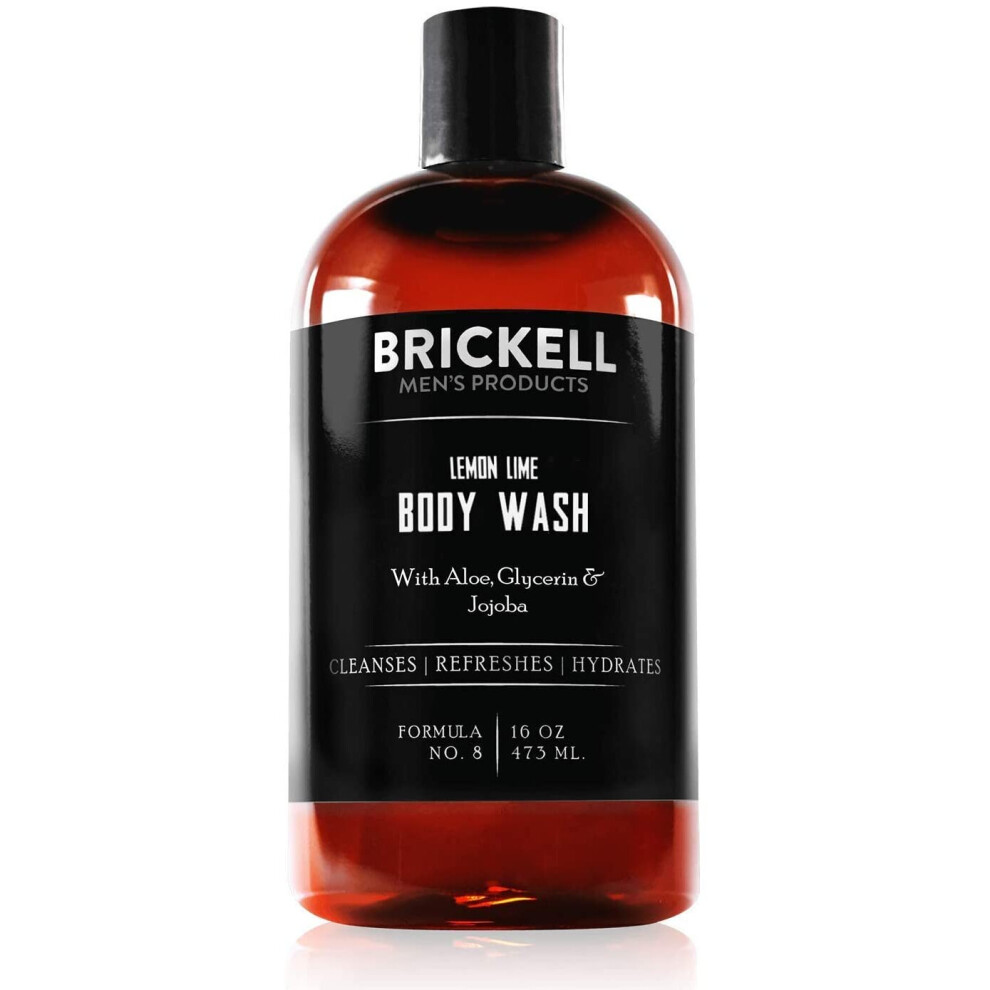 Brickell Men's Invigorating Body Wash for Men, Natural and Organic Deep Cleaning Shower Gel with Aloe Glycerin, and Jojoba Oil, Sulfate Free (Lemon