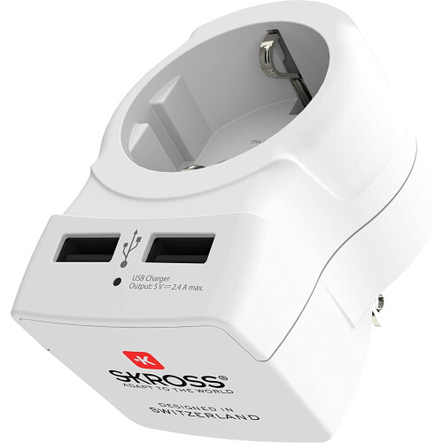 Adaptador - SKROSS - EUROPA A USA+ - 2 USB - Blanco - Rectangular 2