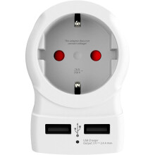 Adapter - SKROSS - EUROPA AU USA+ - 2 USB - Weiß - Rechteckig
