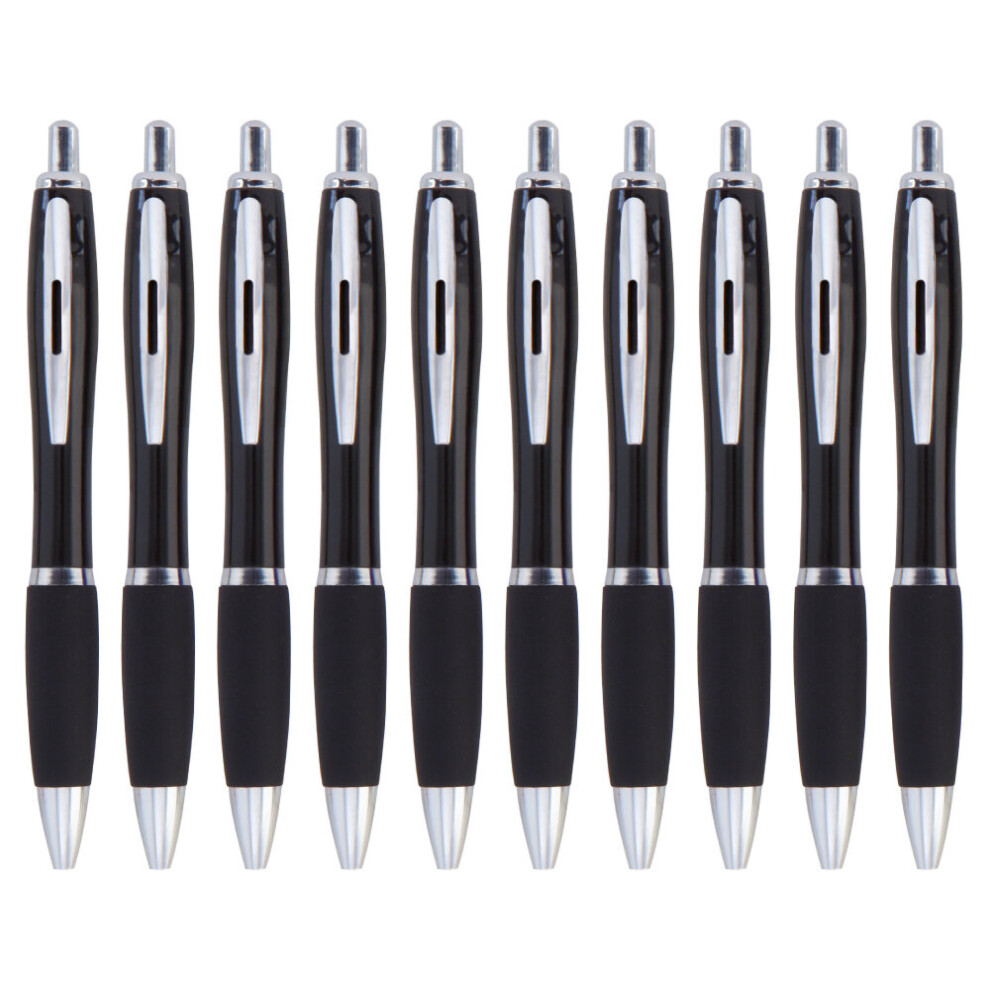Ebuygb () 10 Pack Coloured Retractable Ballpoint Pens Ink Push Button Pen Black/Blue