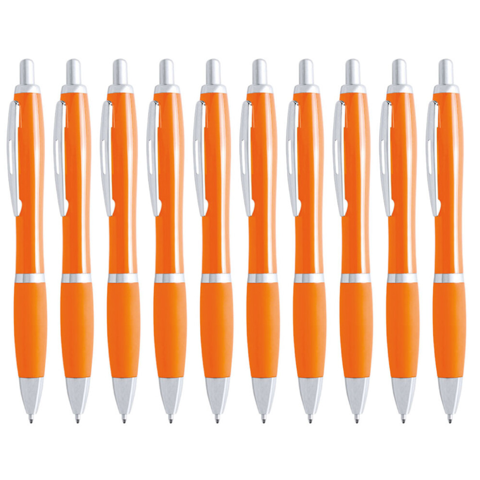Ebuygb () 10 Pack Coloured Retractable Ballpoint Pens Ink Push Button Pen Orange/Blue