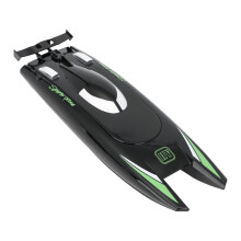 (Black) 2.4G RC Boats 25KM/H High Speed Racing Boat 2CH Dual Motor Remote Control ABS