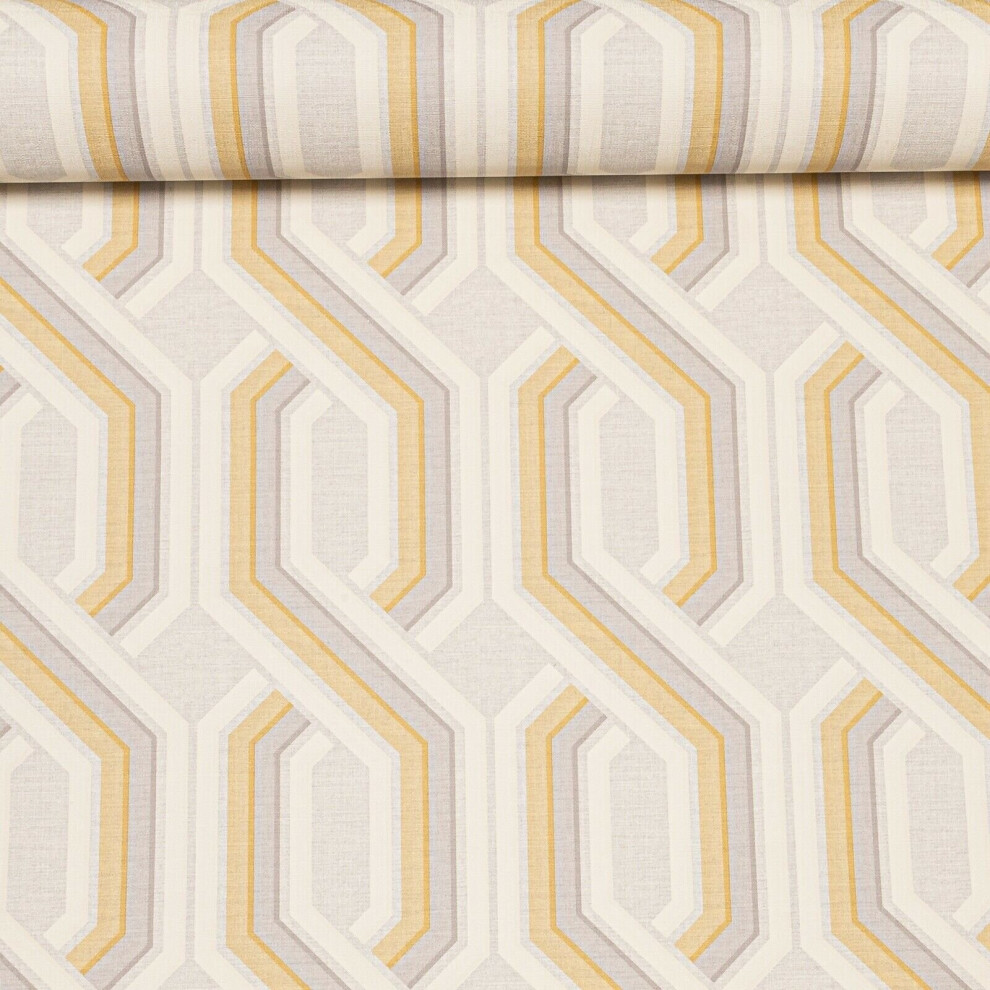 Arthouse Intertwine Geometric Ochre Grey Trellis Textured Wallpaper