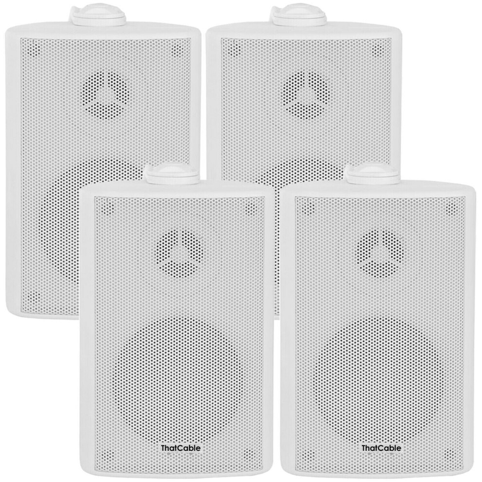 4x 3 60W White Outdoor Rated Garden Wall Speakers Wall Mounted HiFi 8Ohm & 100V-image-OPC-P8WK686-NEW