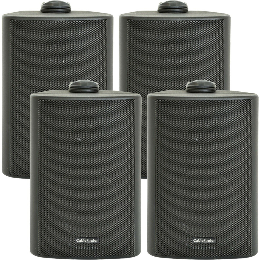 4X 6.5" 120W Outdoor Rated Garden Wall Speakers Wall Mounted 8Ohm & 100V Black 5055538135637