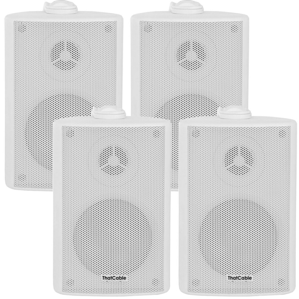 Loops 4X 5.25" 90W Outdoor Rated Garden Wall Speakers Wall Mounted 8Ohm & 100V White