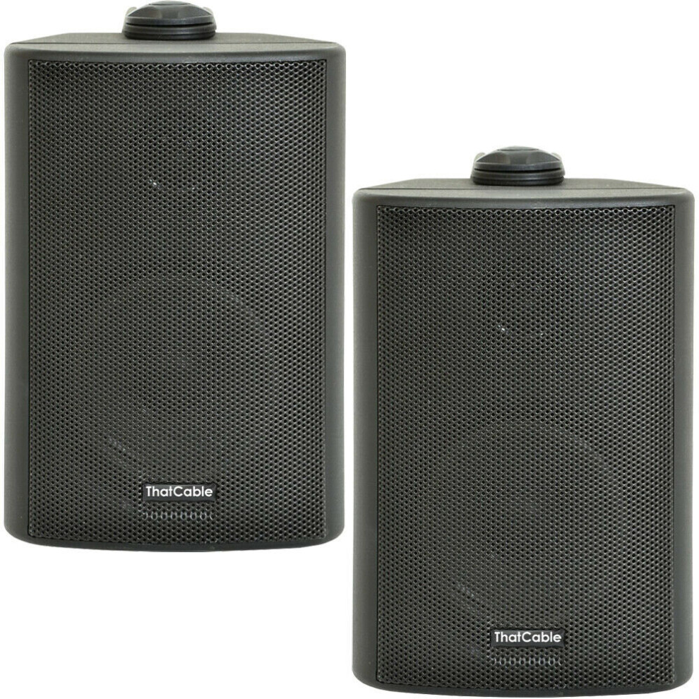 (PAIR) 2x 3" 60W Black Outdoor Rated Speakers Wall Mounted HiFi 8Ohm & 100V