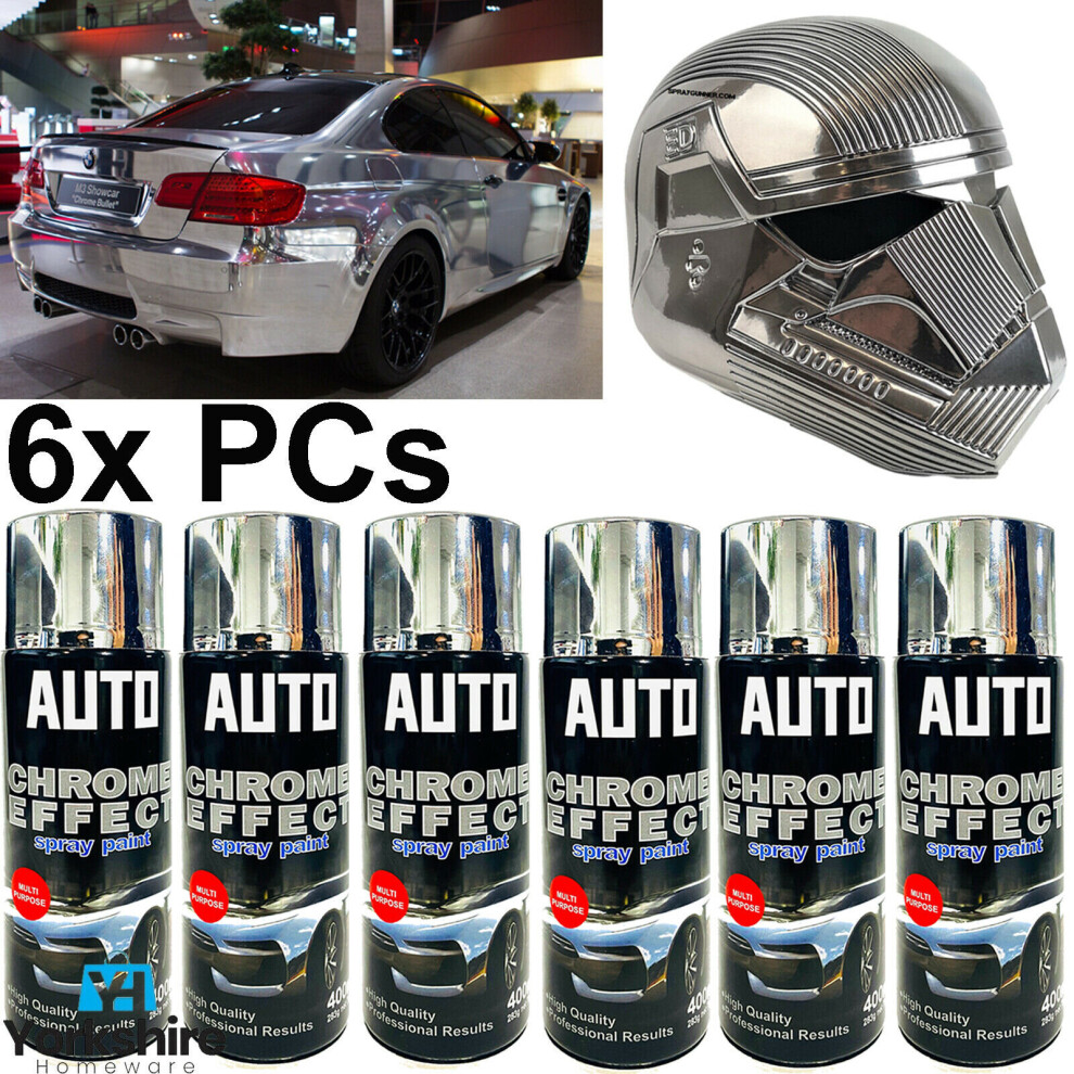 6x PCs Chrome Foil Mirror Metallic Effect Auto Aerosol Spray Paint DIY Car 400ml