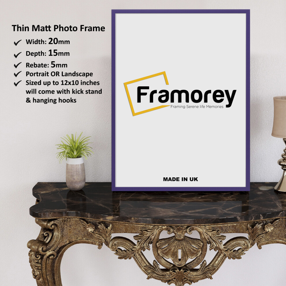 (70x50 CM) Thin Matt Purple Picture Frame / Wall Art Frames / Flat Wooden Effect Poster Frame