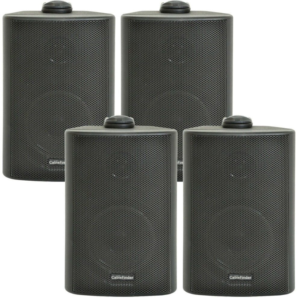 Loops 4X 5.25" 90W Outdoor Rated Garden Wall Speakers Wall Mounted 8Ohm & 100V Black