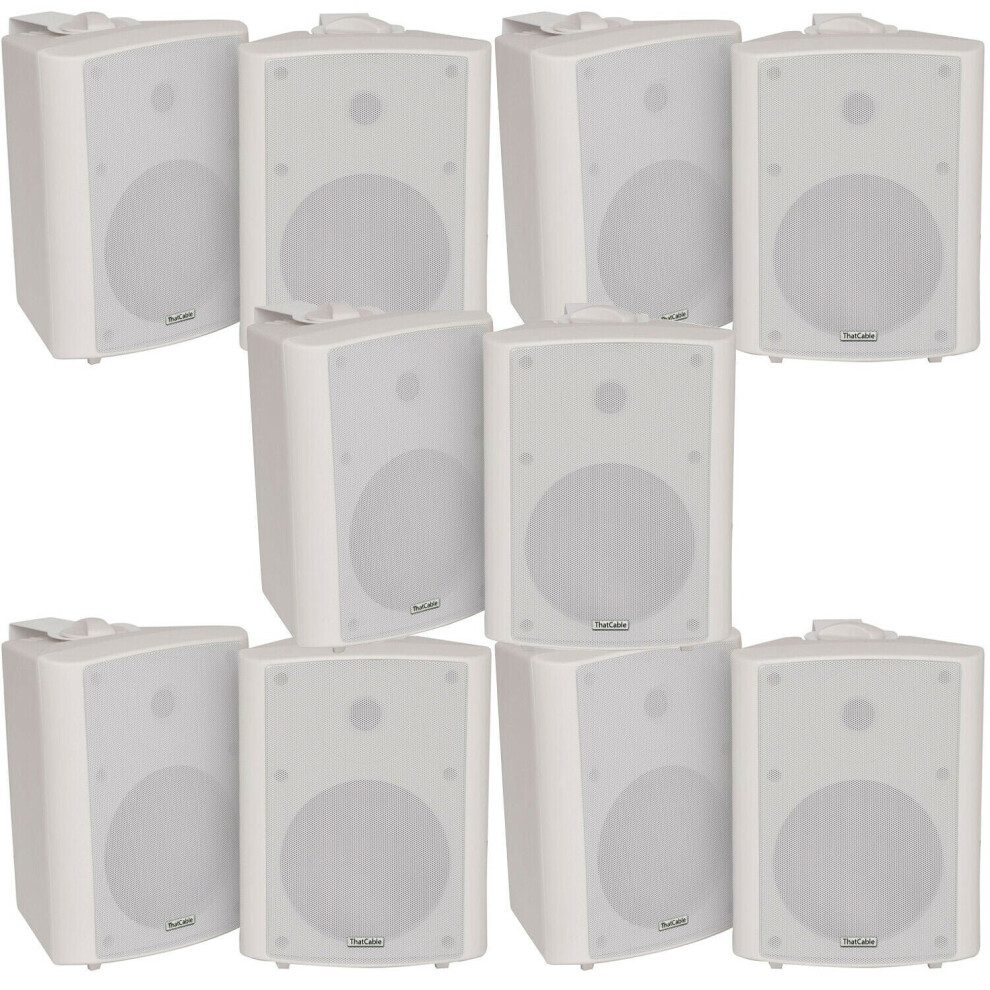 10X 90W Wall Mounted Stereo Speakers 5.25" 8Ohm Quality Home Audio Music White 5056199820986