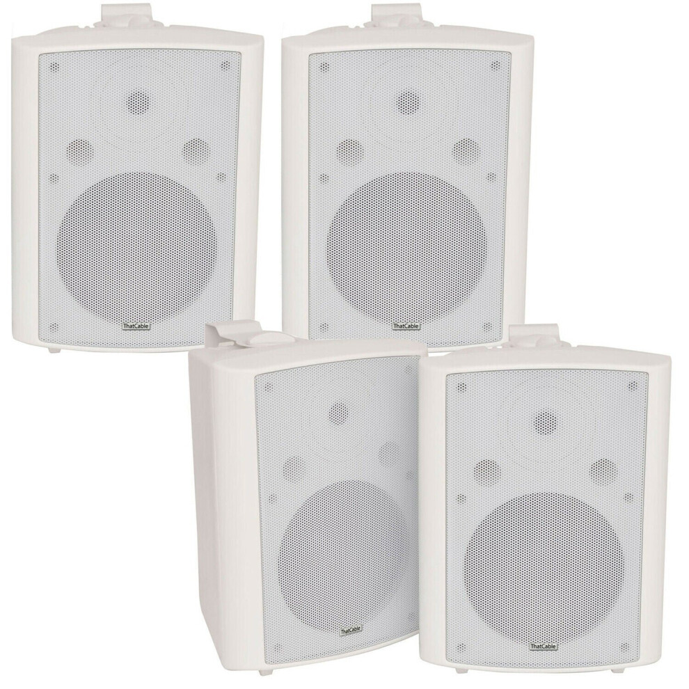 4X 180W Wall Mounted Stereo Speakers 8" 8Ohm Loud Premium Audio & Music White 5056199821112