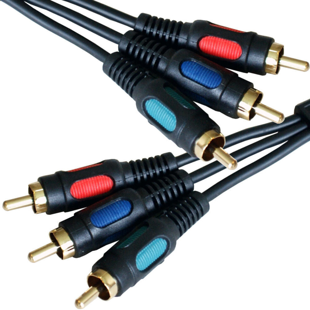 5x 0.5m 3RCA Male to 3 Phono Plug Patch Cable Lead RGB Component DVD CCTV