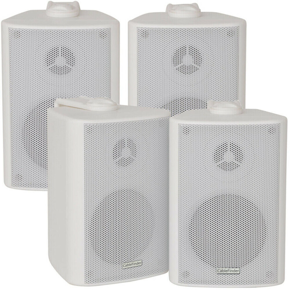 Loops 4X 70W 2 Way White Wall Mounted Stereo Speakers 4 8Ohm Compact Background Music