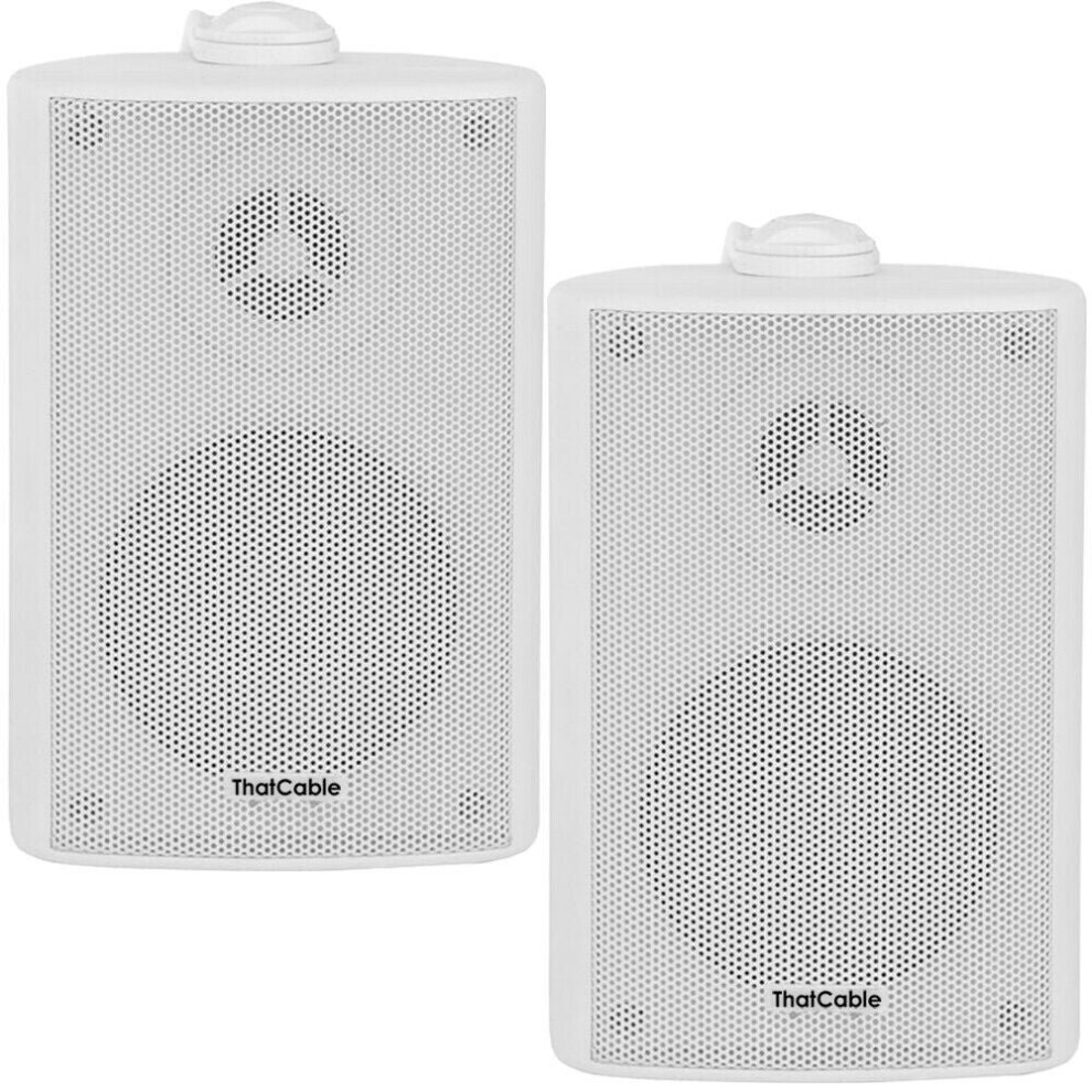 (Pair) 2X 3" 60W Outdoor Rated Speakers Wall Mounted Hifi 8Ohm & 100V White 5055538132391
