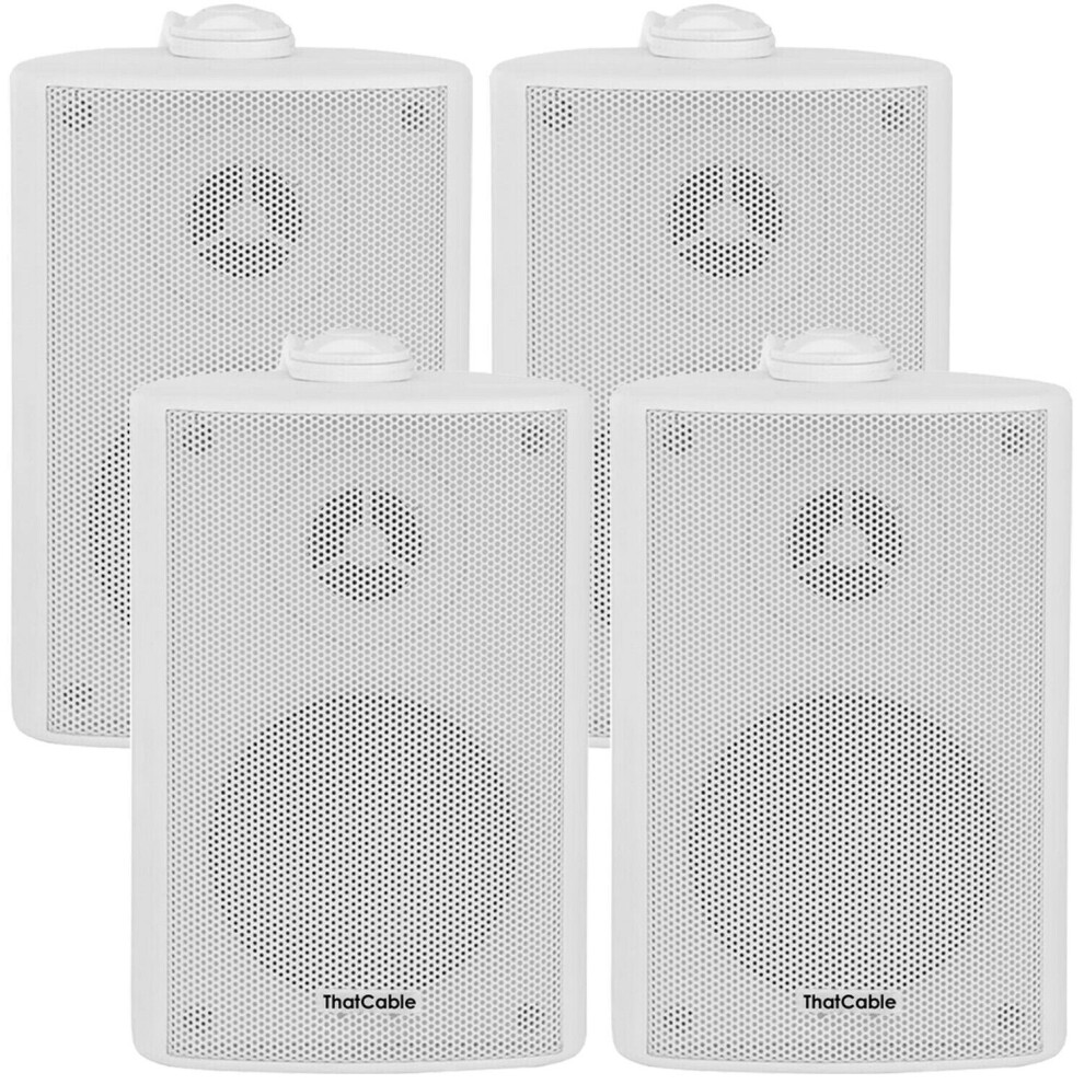 4X 6.5" 120W Outdoor Rated Garden Wall Speakers Wall Mounted 8Ohm & 100V White 5055538135620