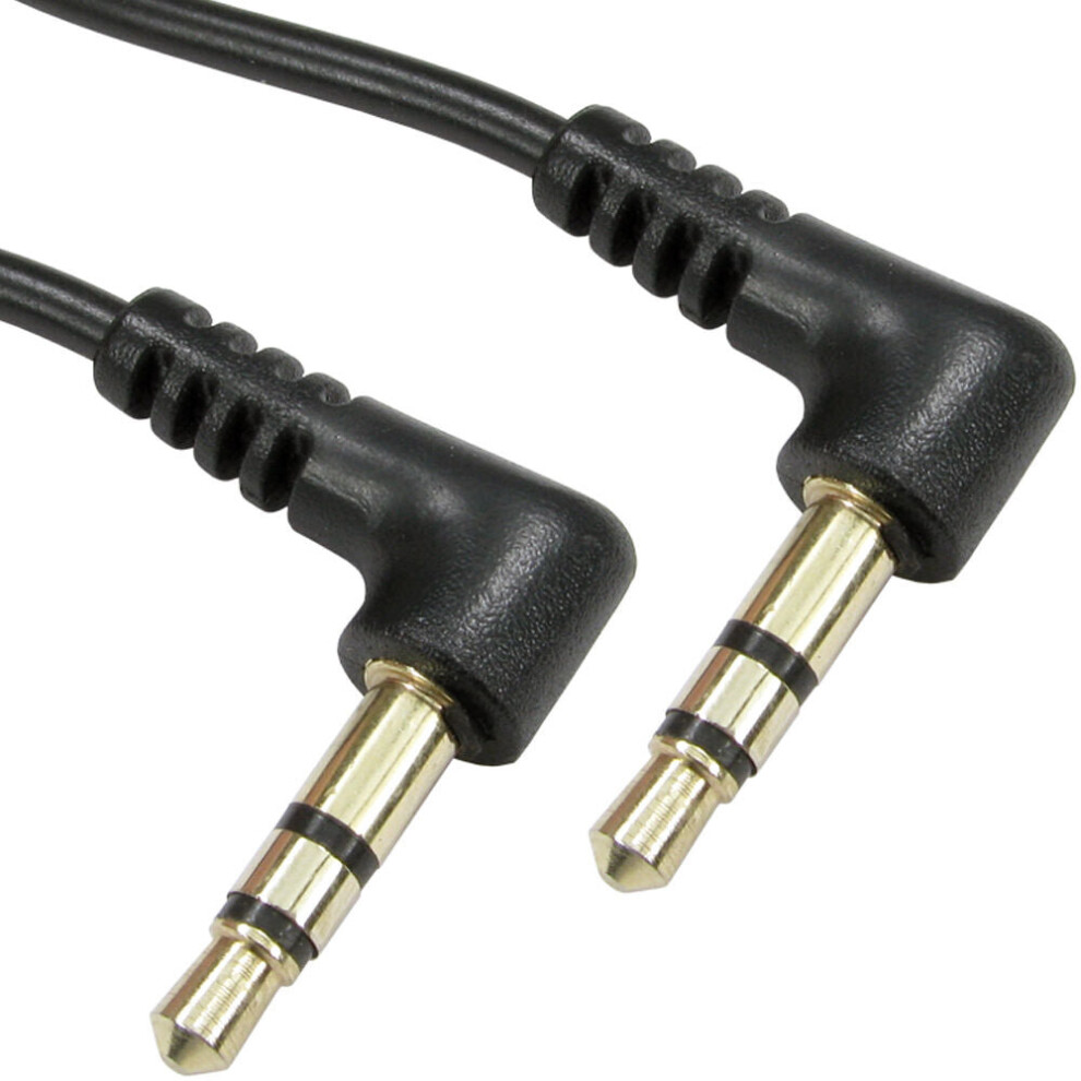 2m 3.5mm Male to Car AUX Plug Stereo Cable Lead Right Angled Connectors 90 Deg