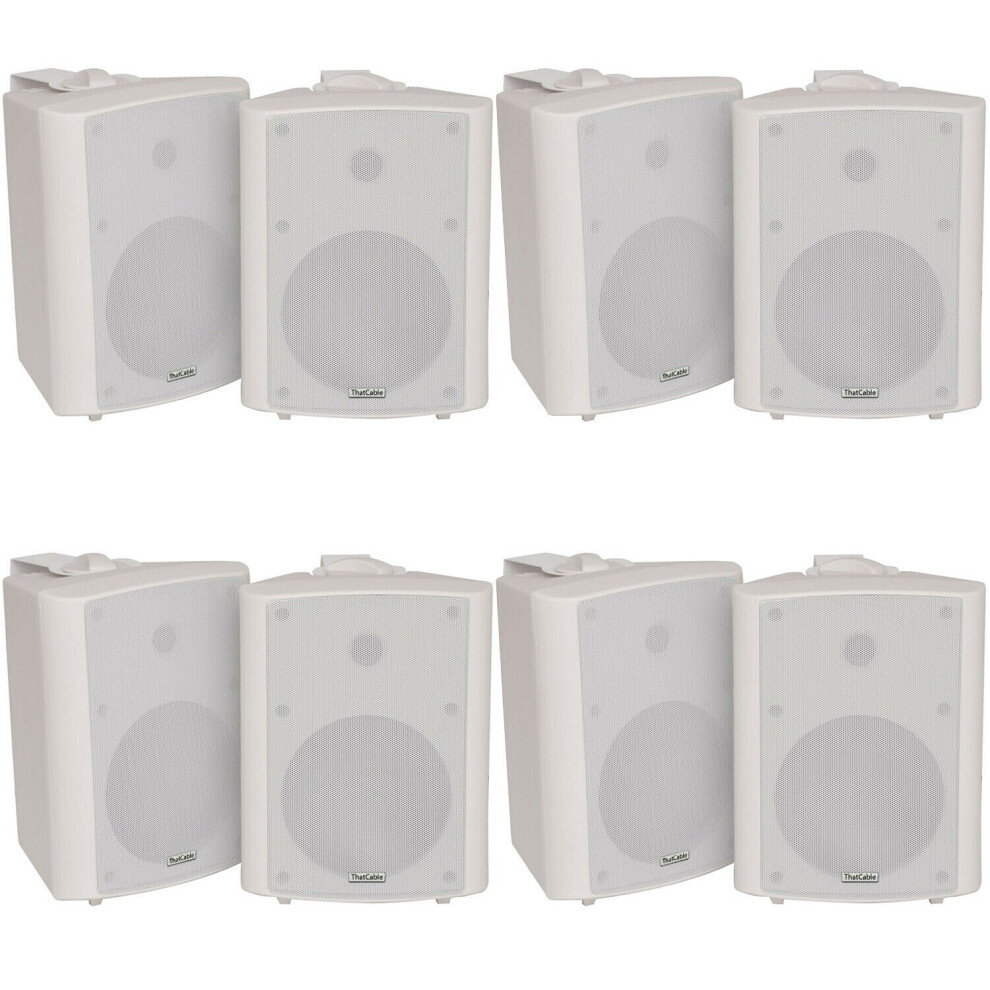 8X 90W Wall Mounted Stereo Speakers 5.25" 8Ohm Quality Home Audio Music White 5056199820979