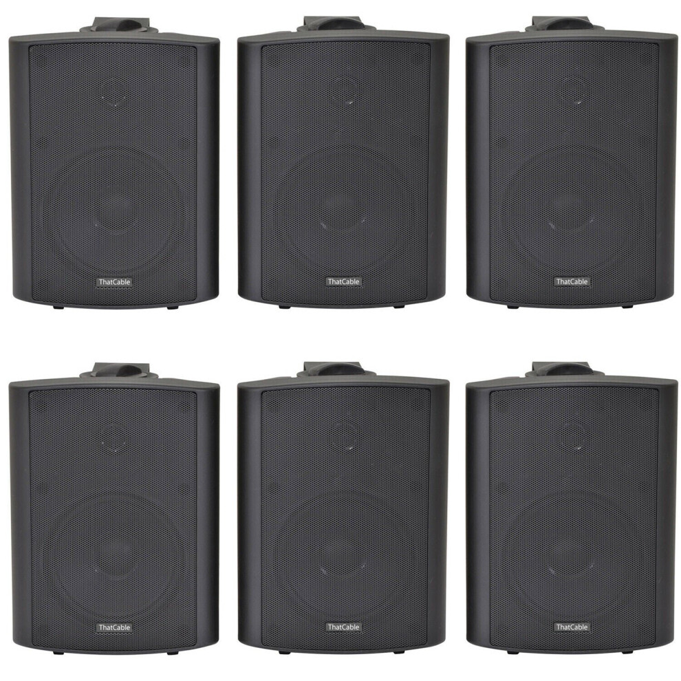 6x 90W Black Wall Mounted Stereo Speakers 5.25" 8Ohm Quality Home Audio Music