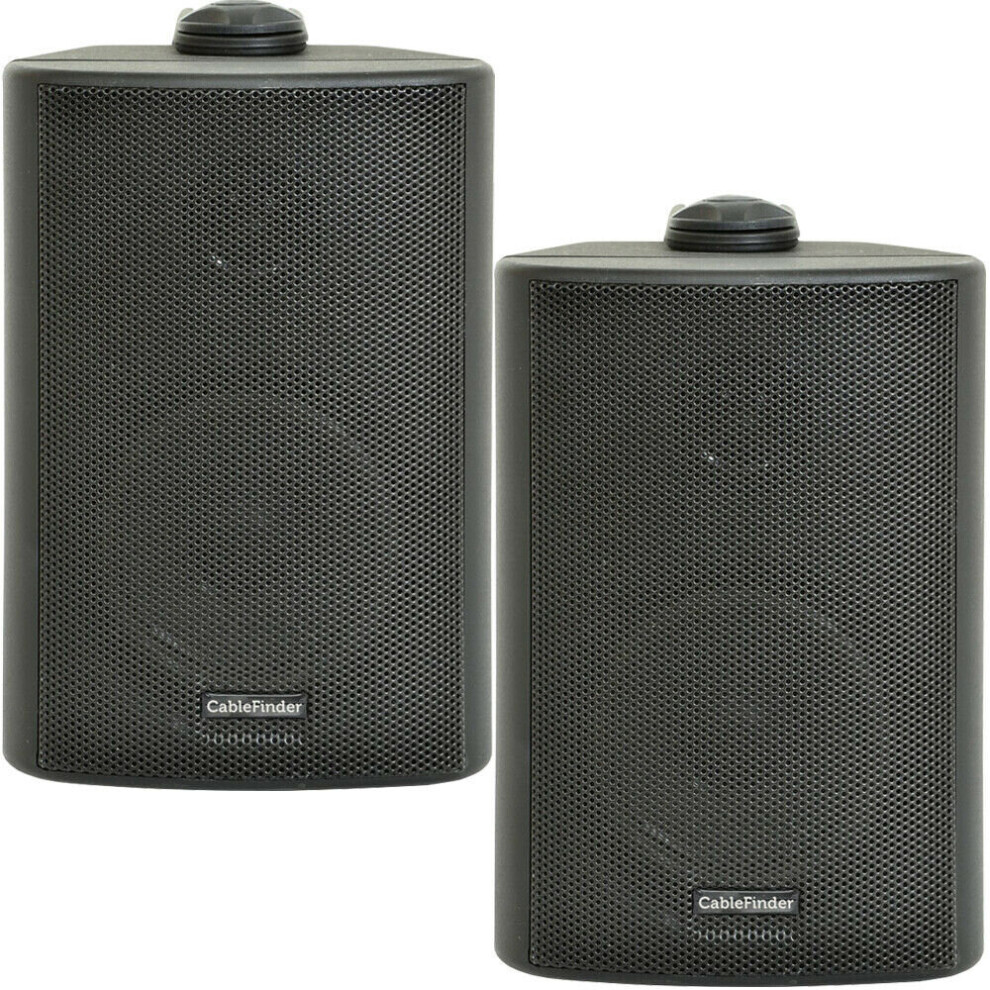Loops (Pair) 2X 5.25" 90W Black Outdoor Rated Speakers Wall Mounted Hifi 8Ohm & 100V