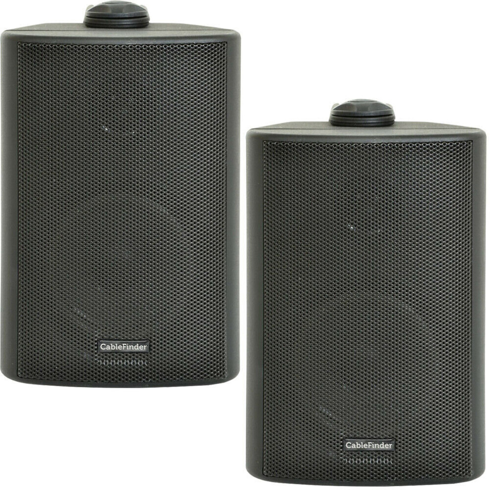 Loops (Pair) 2X 6.5" 120W Black Outdoor Rated Speakers Wall Mounted Hifi 8Ohm & 100V