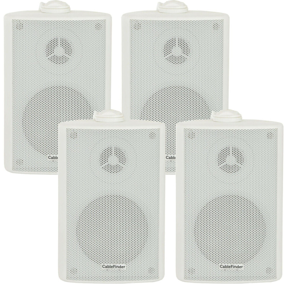 4X 4 70W Outdoor Rated Garden Wall Speakers Wall Mounted Hifi 8Ohm & 100V White 5055538135583
