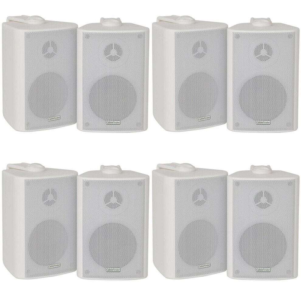 8x 70W 2 Way White Wall Mounted Stereo Speakers 4 8Ohm Compact Background Music