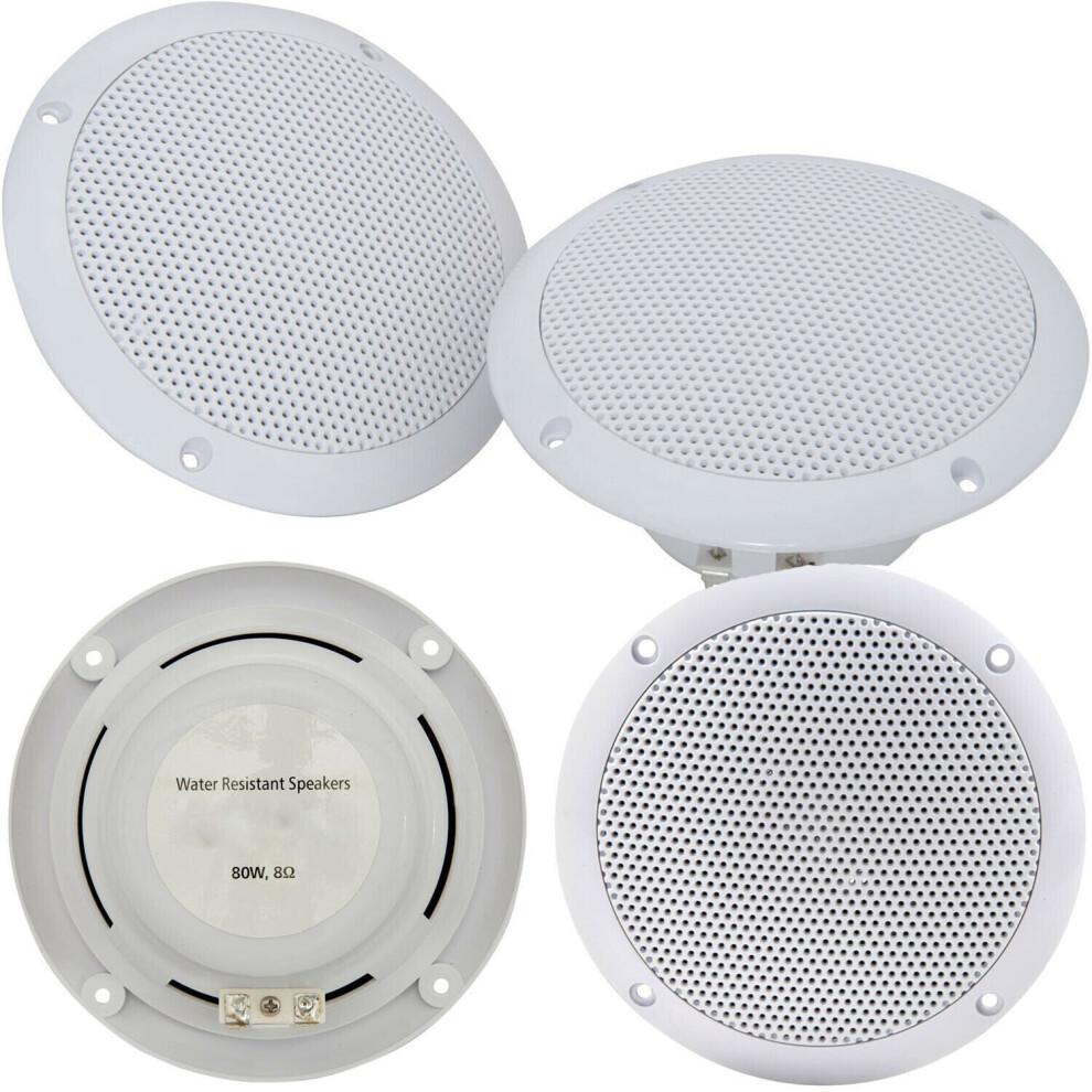 CABLEFINDER EXCLUSIVE - 4x Moisture Resistant Ceiling Speakers -80W 8Ohm 5 Inch Kitchen Bathroom 2 Way Loud