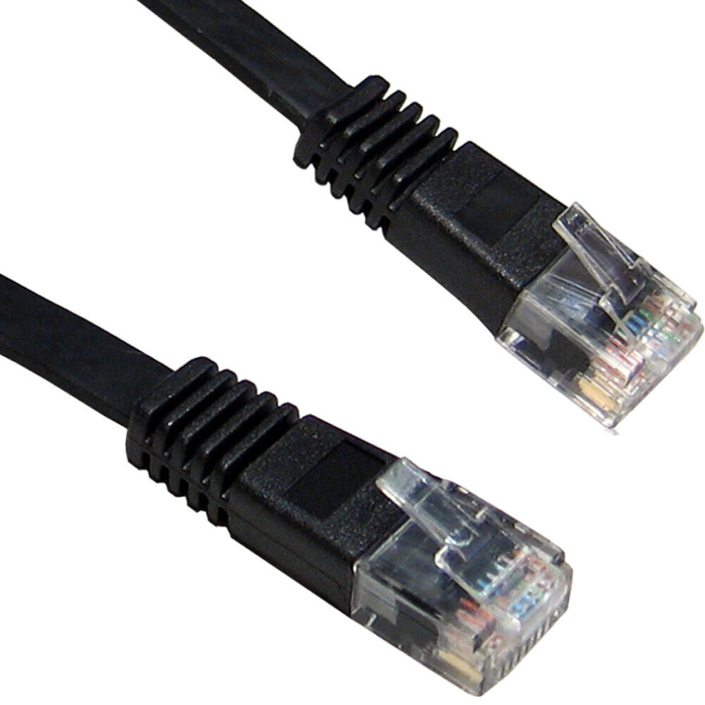 30M Flat Slim Cat5e Patch Cable Lead Lszh Rj45 Network Ethernet Data Low Smoke Black 5055538147333