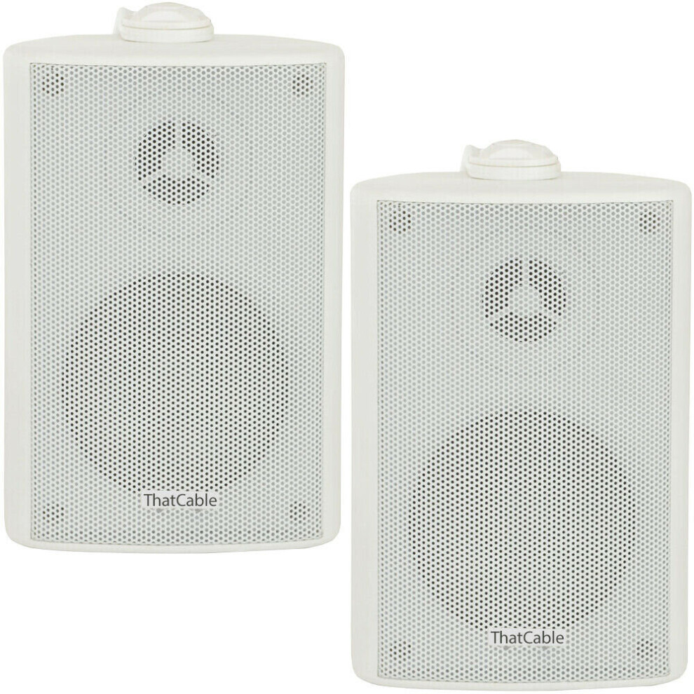 (Pair) 2X 6.5" 120W Outdoor Rated Speakers Wall Mounted Hifi 8Ohm & 100V White 5055538132452