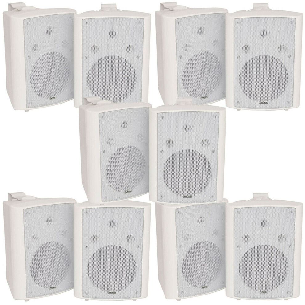10X 180W Wall Mounted Stereo Speakers 8" 8Ohm Loud Premium Audio & Music White 5056199821143