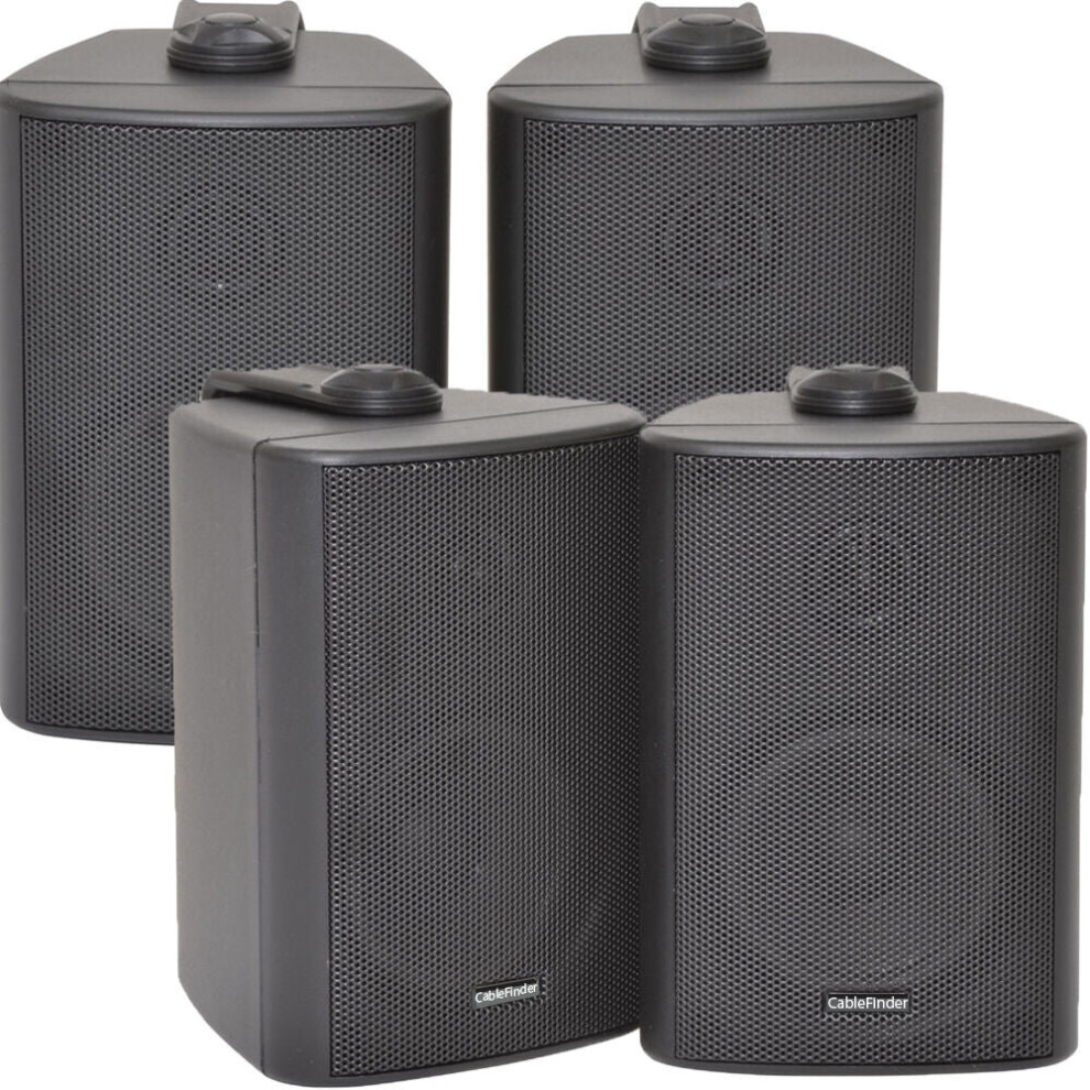 Loops 4X Speakers Black Mini Wall Mounted Speakers - 3" 60W 8Ohm Background