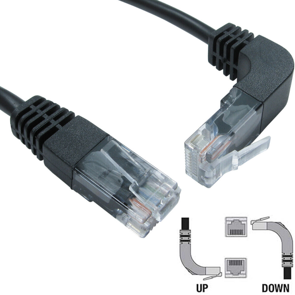 3m CAT5e RJ45 Ethernet Patch Cable Lead Upward Facing Right Angled to Straight