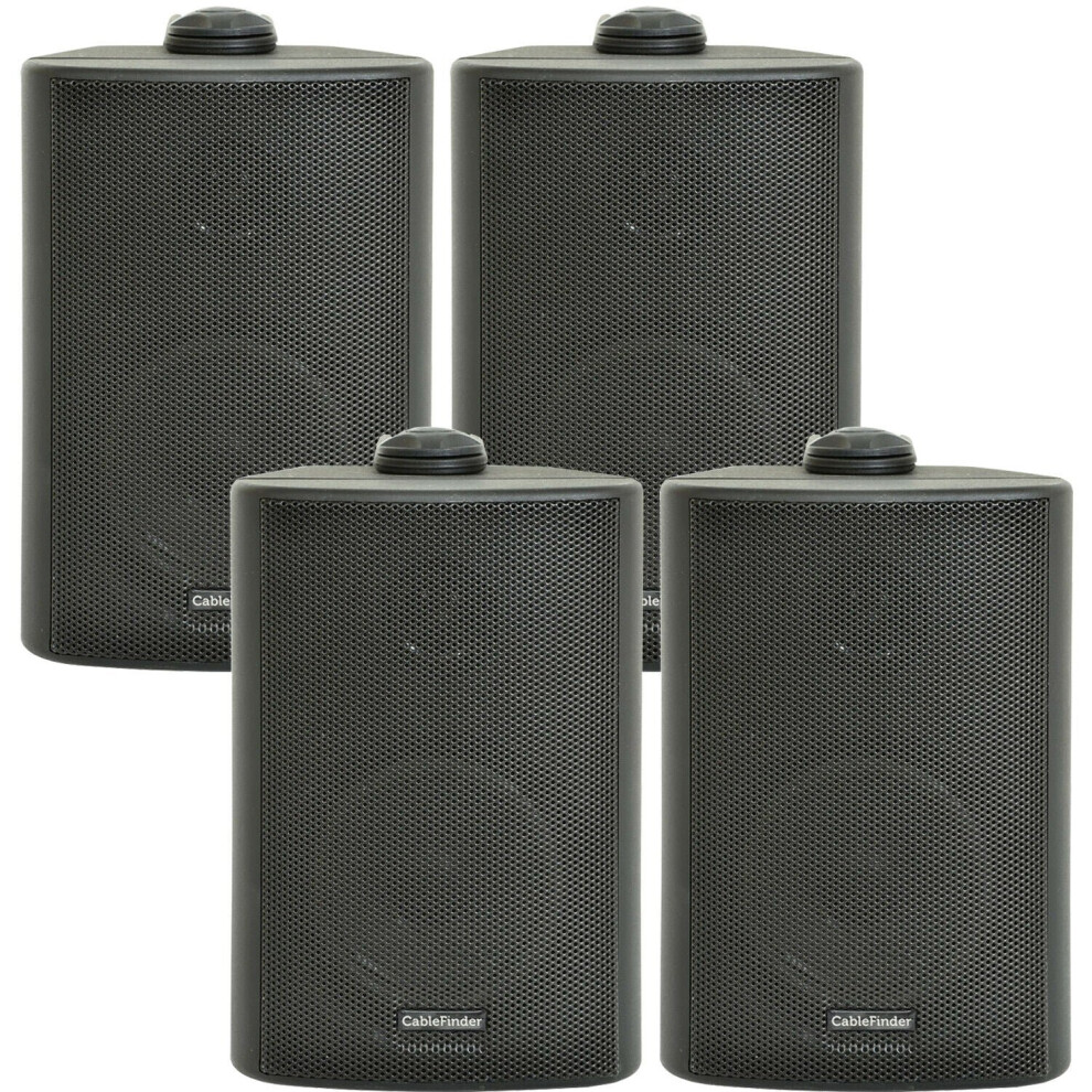 Loops 4X 4 70W Black Outdoor Rated Garden Wall Speakers Wall Mounted Hifi 8Ohm & 100V