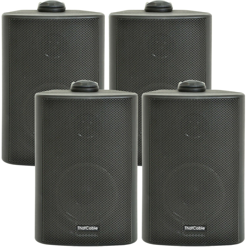 Loops 4X 3 60W Outdoor Rated Garden Wall Speakers Wall Mounted Hifi 8Ohm & 100V Black
