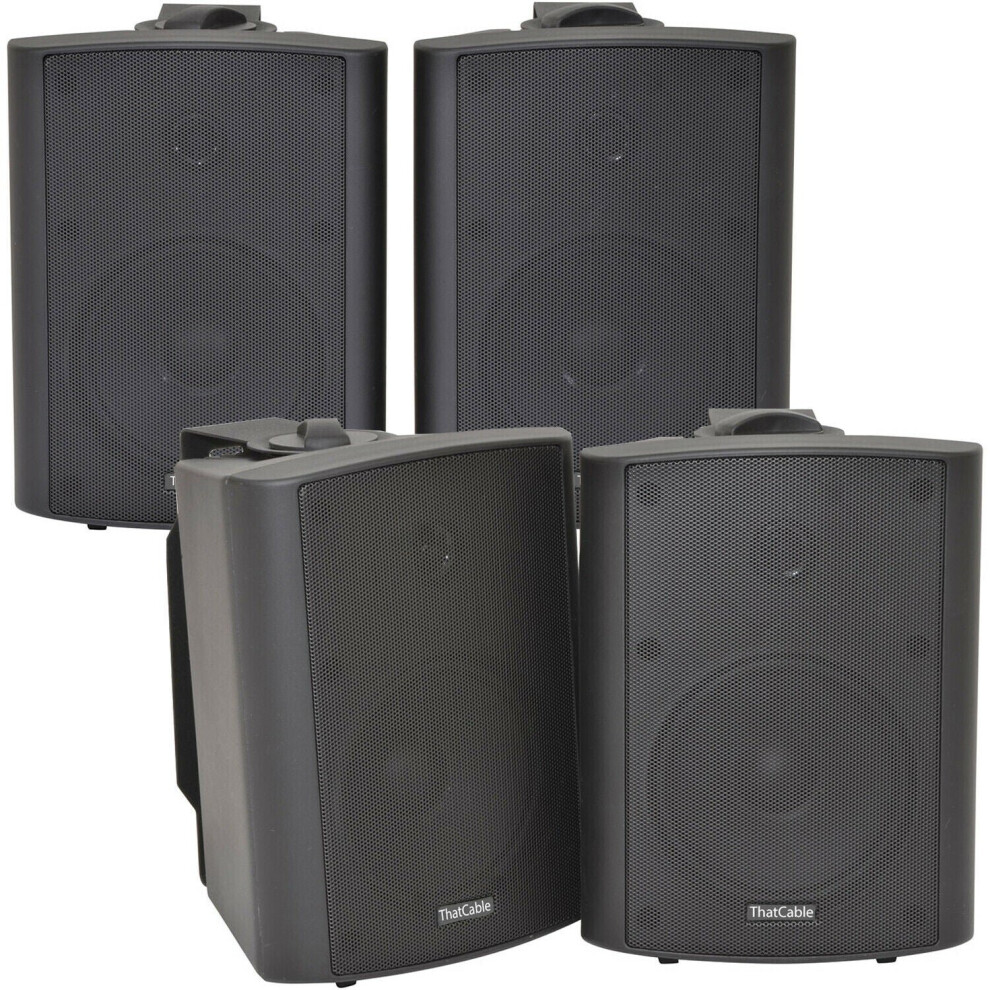 Loops 4X 120W Black Wall Mounted Stereo Speakers 6.5" 8Ohm Premium Home Audio Music