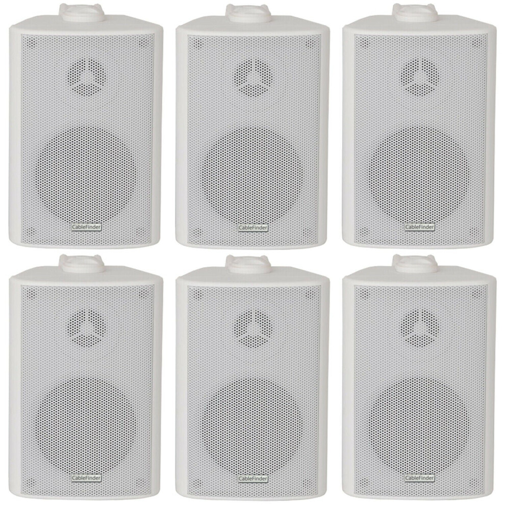 6x 60W 2 Way White Wall Mounted Stereo Speakers 3" 8Ohm Mini Background Music