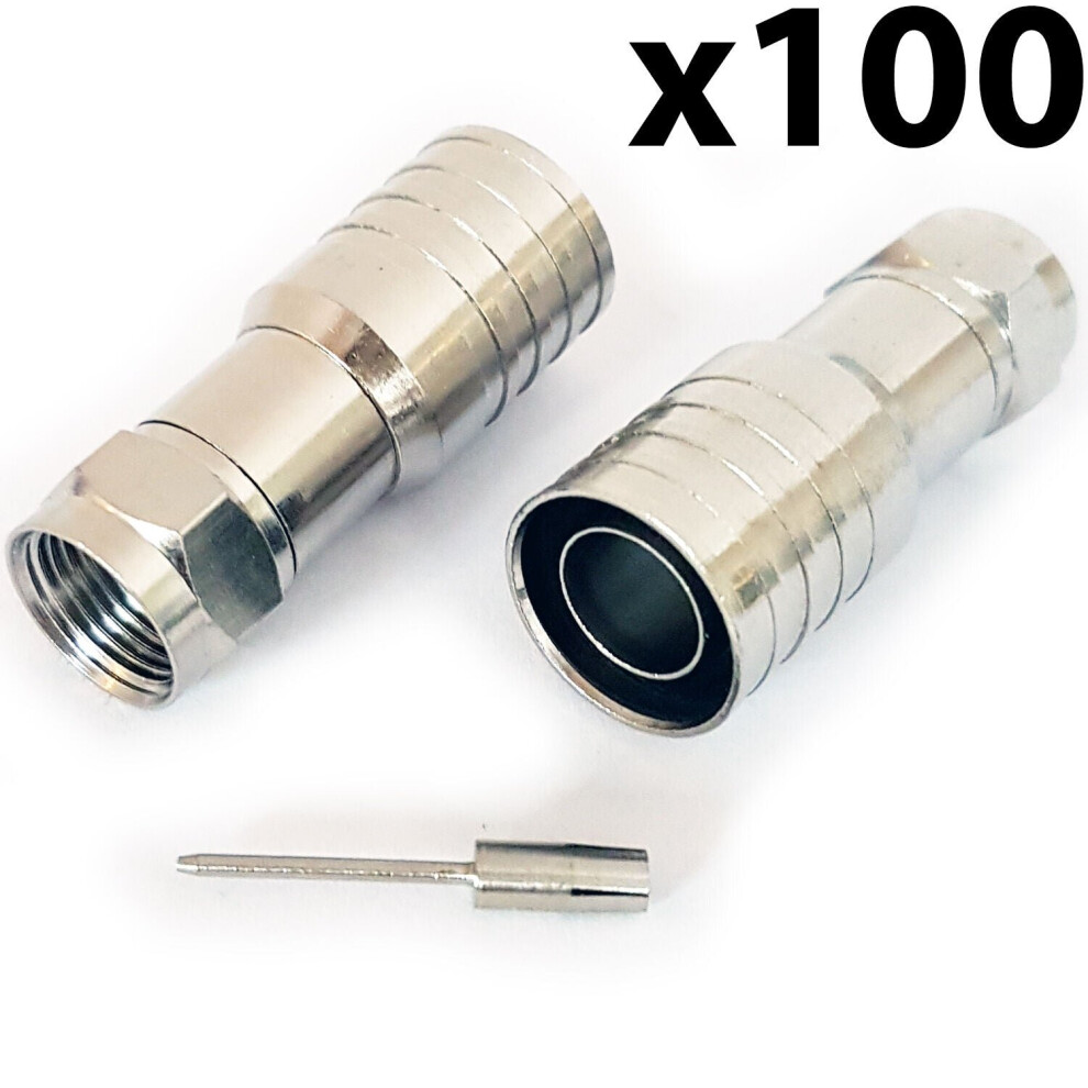 100x PRO Outdoor CT165 WF165 F Type Hex Crimp Connector Plug Thick Coax Cable