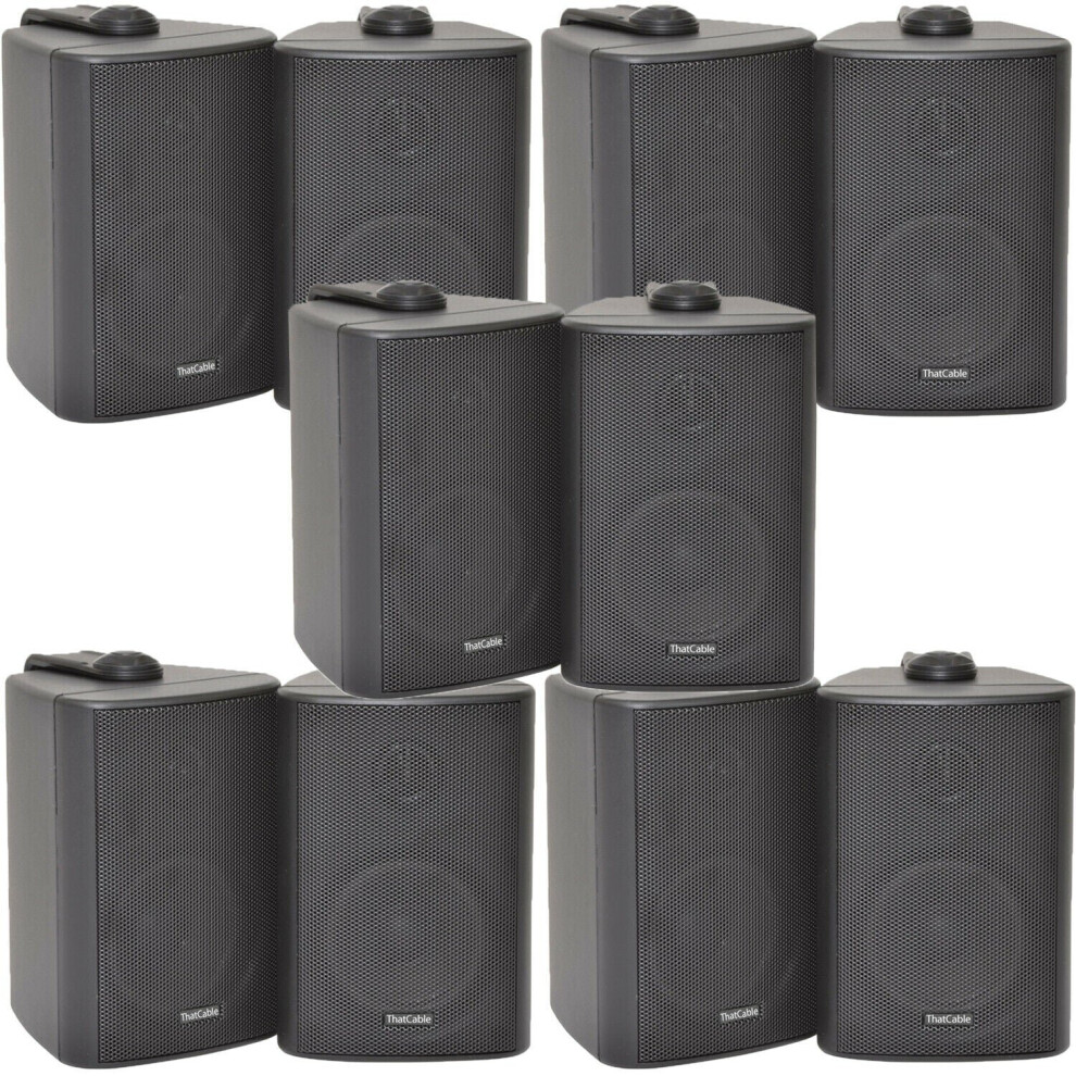 10X 120W Wall Mounted Stereo Speakers 6.5" 8Ohm Premium Home Audio Music Black 5056199821105