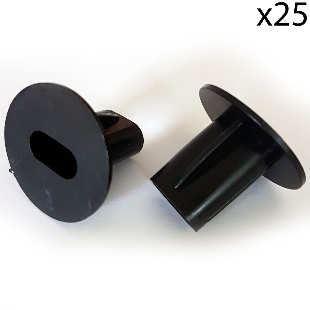 25x 8mm Black Twin Shotgun Cable Bushes Through Wall Cover RG6 Coax Hole Tidy